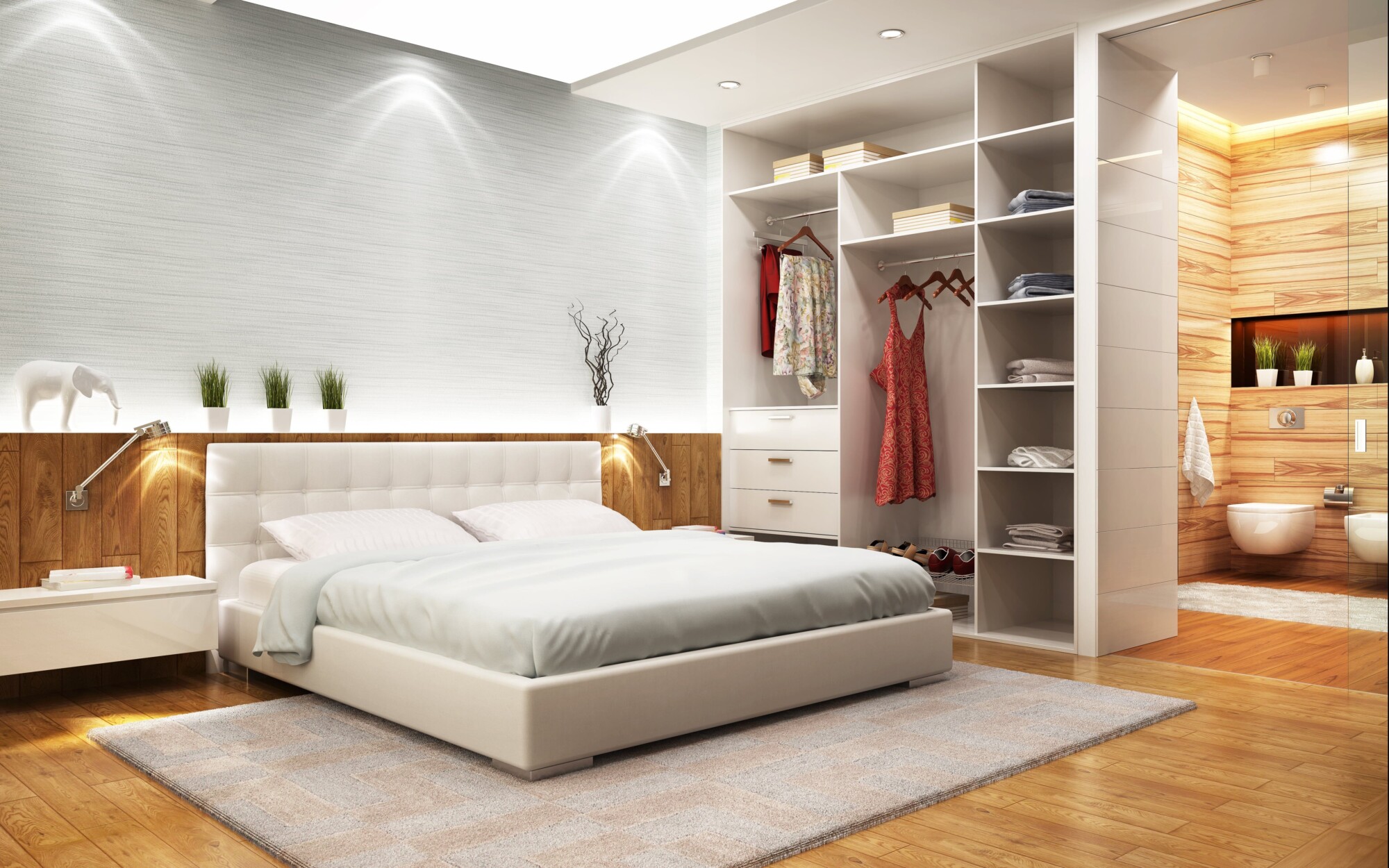 bespoke bedroom design with fitted wardrobes and storage space